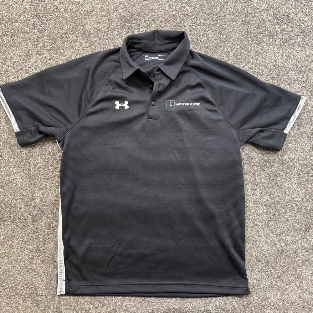 Under Armour Mens HeatGear Golf Polo Shirt Black Large Matheson Electric Logo